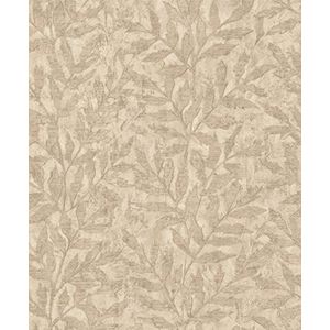 Rasch Behang 315028 - vliesbehang in beige met bladlook, bladermotief, bladpatroon uit de Factory V collectie