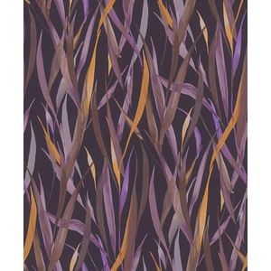 Rasch Behang 330243 - vliesbehang met planten en grassen in paars, oranje, bruin uit de collectie Paraiso - 10,05 m x 0,53 m (l x b)
