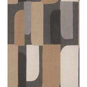 Rasch Behang 330533 - vliesbehang met geo-patroon in bruin, grijs, crème-wit uit de collectie Paraiso - 10,05 m x 0,53 m (l x b)