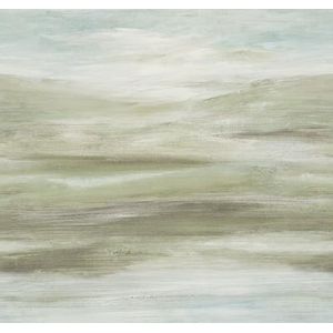Rasch Fotobehang 363524 - vliesbehang met abstract aquarel landschap in groen grijs - 3,18 m x 3,00 m (B x L)
