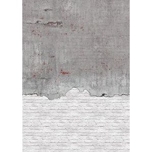 Rasch Behang 364279 - fotobehang op vlies in wit en grijs met betonlook en baksteenlook - 3,00m x 2,12m (LxB)