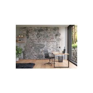 Rasch Behang 445404 - Fotobehang op vlies met rustieke stenen muur en betonlook in grijs en bruin - 3,00m x 4,18m (LxB)