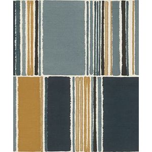 Rasch 48441 Kleurrijk grafisch motief van strepen en rechthoeken in bruin en blauw uit de collectie Florentine III-10,05 m x 0,53 m (l x b) vliesbehang