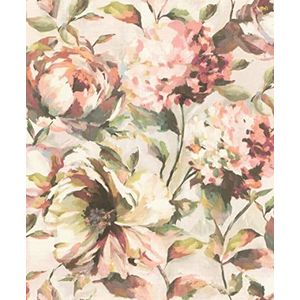 Rasch 485158 bloemen in roze, groen en crème uit de collectie Florentine III-10,05 m x 0,53 m (l x b) vliesbehang