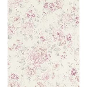 Rasch 516029 Selection vliesbehang, meerkleurig (bloemen roze/crème/zilver), 10,05 x 0,53 m