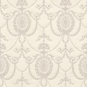 Rasch Behang 532104 - vliesbehang in crème-wit met ornamenten in barokstijl uit de collectie Trianon XII - 10,05 m x 0,53 m (l x b)