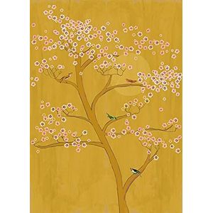 Rasch Behang 542127 uit de collectie Amazing fotobehang in okergeel met kersenboom en roze bloemen vliesbehang in grootte: 2,80 2,00 m (L x B) behang