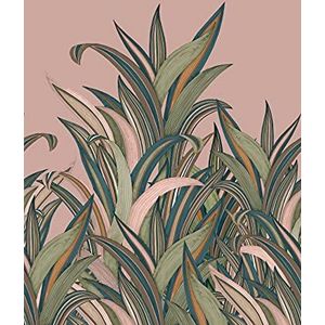 Rasch Behang 542219 uit de collectie Amazing-fotobehang met kleurrijke, natuurlijke grassen in groen, cognacbruin en blauw op achtergrond in roze vliesbehang in grootte: 2,80 2,00 m (L x B) behang