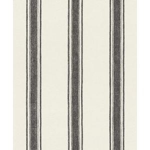Rasch Behang 555639 - vliesbehang met strepen in wit en zwart, gestreept behang uit de collectie Lirico