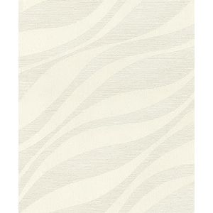 Rasch Behang 608014 - vliesbehang in crèmewit met golven en wisselend effect uit de collectie Sky Lounge