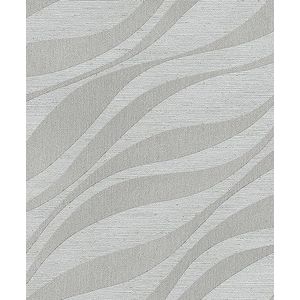 Rasch Behang 608069 - vliesbehang in zilver met golven en wisselend effect uit de collectie Sky Lounge