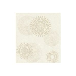 Rasch 651720 Grafisch vliesbehang in crème en wit met cirkels uit de collectie behangverandering II-10,05 m x 0,53 m (l x b) behang