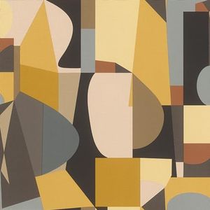 Rasch Behang 687705 - vliesbehang met grafisch patroon in retro-look in geel, grijs beige en bruin - collectie Tropcial House