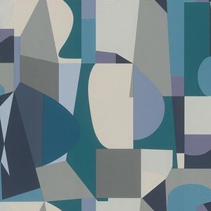 Rasch Behang 687729 - vliesbehang met grafisch patroon met retro-look in blauw, grijs en turquoise - collectie Tropical House