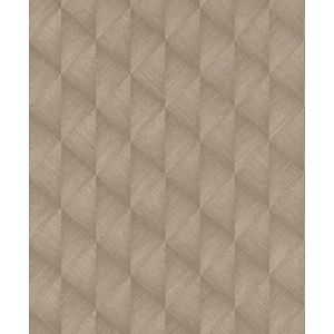 Rasch Behang 687934 - vliesbehang met geometrisch motief in 3D-look in taupe goud - collectie Tropical House