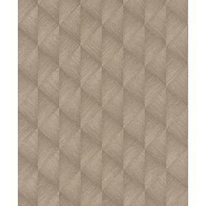 Rasch Behang 687934 - vliesbehang met geometrisch motief in 3D-look in taupe goud - collectie Tropical House