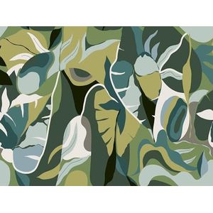 Rasch Behang 688184 - fotobehang op vlies met grote bladeren in abstracte stijl - 3,00 m x 4,00 m (l x b)