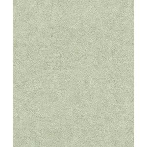 Rasch Behang 699821 - effen vliesbehang met lichte pleisterlook, betonlook in groen