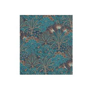 Rasch Behang 711301 - Vliesbehang met palmbomen en palmbladeren in petrol, blauw en goud uit de collectie Sophia - 10,05m x 0,53m (LxB)