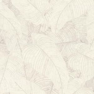 Rasch Behang 720525 - Vliesbehang met modern bladpatroon in crèmewit, bladermotief, tropisch, botanisch - Collectie: Amara