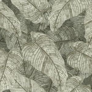 Rasch Behang 720549 - Vliesbehang met modern bladpatroon in olijfgroen, bladermotief, tropisch, botanisch - Collectie: Amara
