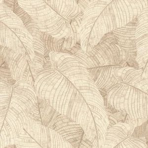 Rasch Behang 720556 - Vliesbehang met modern bladpatroon in beige, bladermotief, tropisch, botanisch - Collectie: Amara
