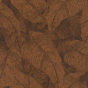 Rasch Behang 720563 - Vliesbehang met modern bladpatroon in bruin, bladermotief, tropisch, botanisch - Collectie: Amara