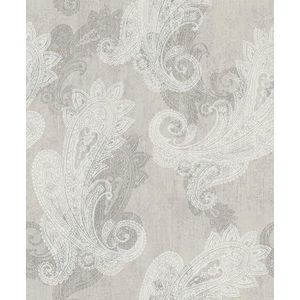 Rasch Vliesbehang Grijs Wit Metallic Paisley Ornamenten Bloemen 746426