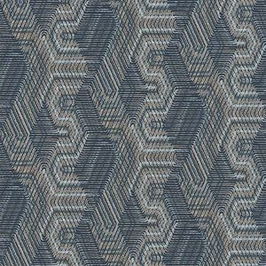 Rasch Behang 751949 - Vliesbehang met geometrisch textielpatroon in blauw, beige, grijs uit de collectie African Queen - 10,05 m x 0,53 m (L x B)