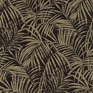 Rasch Behang 832143 - vliesbehang met palmen en palmbladeren, jungle-behang in zwart en goud