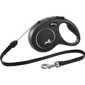 Flexi New Classic Koord - Hondenriem - Zwart - S - 8 meter - <12 kg