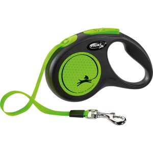 flexi New Neon S-Leine, 5 m, 15 kg, Schwarz/Neon-Grün