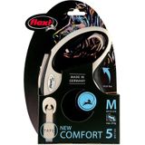 Flexi Rollijn New Comfort Tape M 5 m - Hondenriem - Zwart&Lichtgrijs