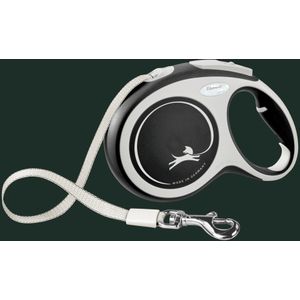 Flexi New Comfort Rollijn - Hondenriem - L - 8 Meter - Grote en Actieve Honden - Zwart Grijs