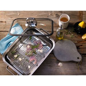 WMF Dampfgartopf Vitalis Bräter mit Deckel, Cromargan® Edelstahl Rostfrei 18/10, herausnehmbares Thermometer, für alle gängigen Herdarten geeignet