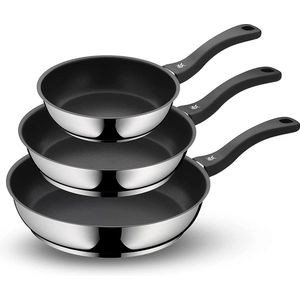 WMF - Devil 3-delige Koekenpan Set - Gecoat - Diameter 20 cm, 24 cm, 28 cm - Roestvrij Staal