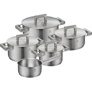 WMF Ultimate Cool 5-delige inductiekookpan met deksel van Cromargan roestvrij staal, ongecoate inductiekookpotten, binnenschaal, vaatwasmachinebestendig