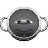 WMF Fusiontec Inspire Pannenset, 3-delig, kookpannenset met glazen deksel, high-tech keramiek, krasbestendig, ongecoat, zwart, Made in Germany
