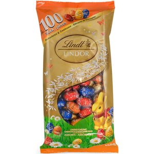 Lindt LINDOR Chocolade Paaseitjes Gemengd 460 gram - Grootverpakking - 4 smaken - Pasen Chocolade - Chocolade eitjes - Melk, Puur, Witte & Sinaasappel Chocolade