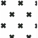 Fabs World - Zwart/Witte Kruisjes - Vliesbehang 0,53x10m