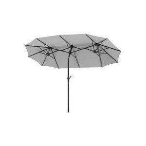 Schneider 746-14 Salerno parasol, rechthoekig, zilvergrijs, 300 x 150 cm, stalen frame, polyesterweefsel, 8,2 kg, zilvergrijs, 300 x 150 x 220 cm, Zilvergrijs