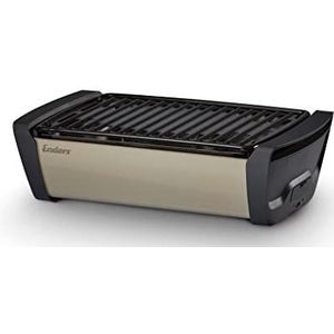 Enders 1363 Aurora rookarme tafelgrill, mobiele houtskoolgrill, kleine barbecue, rookvrije tafelgrill, balkongrill, picknickgrill, campinggrill, grill met ventilatie, taupe, 26x47x13,5 cm