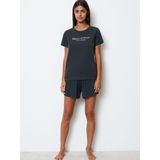 Marc O'Polo - Shirt - Dark Navy - Mix & Match - Katoen-Woven - Logoprint op Borsthoogte