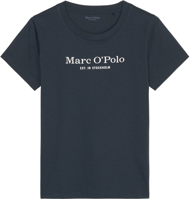 Marc O'Polo - Shirt - Dark Navy - Mix & Match - Katoen-Woven - Logoprint op Borsthoogte