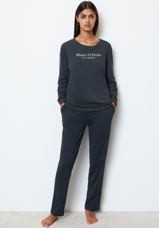 Marc O'Polo - Shirt - Blauw - Lange Mouwen - Mix & Match Cotton - Regular Fit