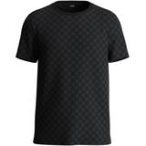 JOOP! - Shirt - Lichtgrijs/Zwart - Jersey - Ronde Hals, Logoprint, Kwartmouw