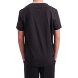 JOOP! - Shirt - Lichtgrijs/Zwart - Jersey - Ronde Hals, Logoprint, Kwartmouw