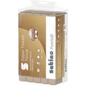 Satino - PureSoft - Handdoekpapier - Natuurkleur - 2-laags - V-vouw - 20x200 vel