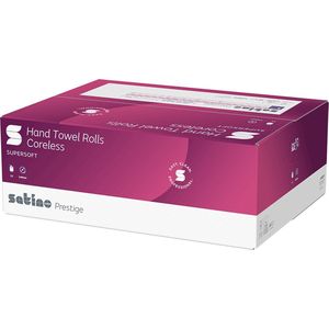 Satino Prestige | Mini | Poetsrol | Coreless | 1-laags | 110 meter