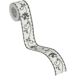 BLOEMETJES BEHANGRAND | Zelfklevend - grijs zwart - A.S. Création Only Borders 11